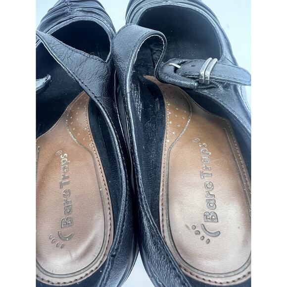 Bare Traps Leather Porsha Mule Size 6.5M Black Strap Buckle 2.25" Wedge Slip On - Picture 6 of 7